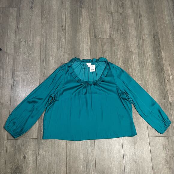 J Crew Long Sleeve Ruffleneck Plus Chic Sleek Top US Women's 2X New - Picture 2 of 6